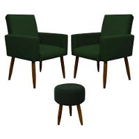Kit 2 Poltronas Com Puff Redondo Para Sala Nina Verde - 1