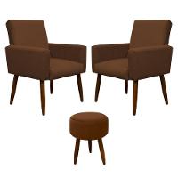 Kit 2 Poltronas Com Puff Redondo Para Sala Nina Cobre - 1