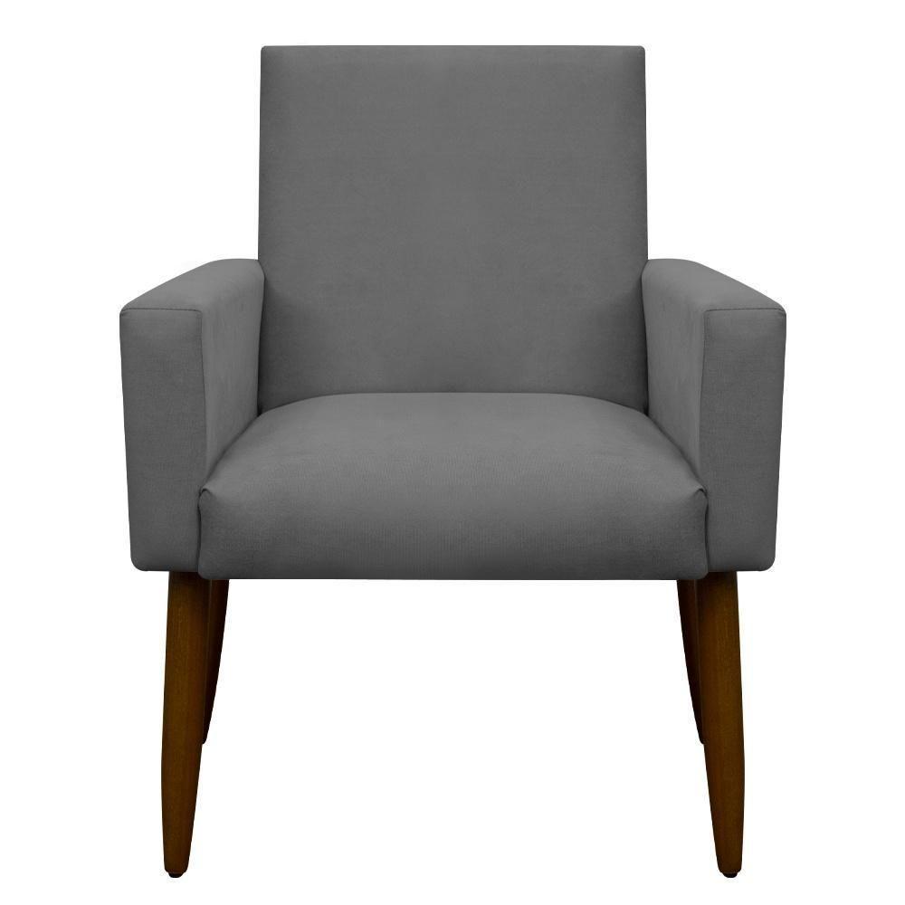 Kit 2 Poltronas Com Puff Redondo Para Sala Nina Cinza - 1