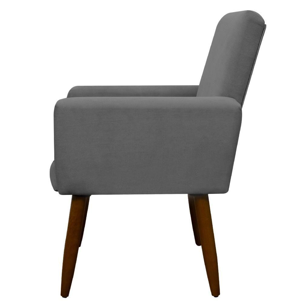 Kit 2 Poltronas Com Puff Redondo Para Sala Nina Cinza - 3