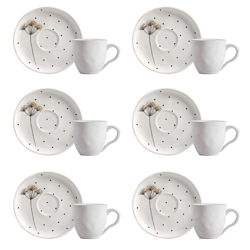 Conjunto De Xícara De Cafezinho Com Pires 06 Peças Bio Floralis Porto Brasil - 1
