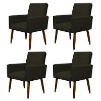 Kit 4 Poltronas Para Sala Pés De Madeira Nina Marrom - 1