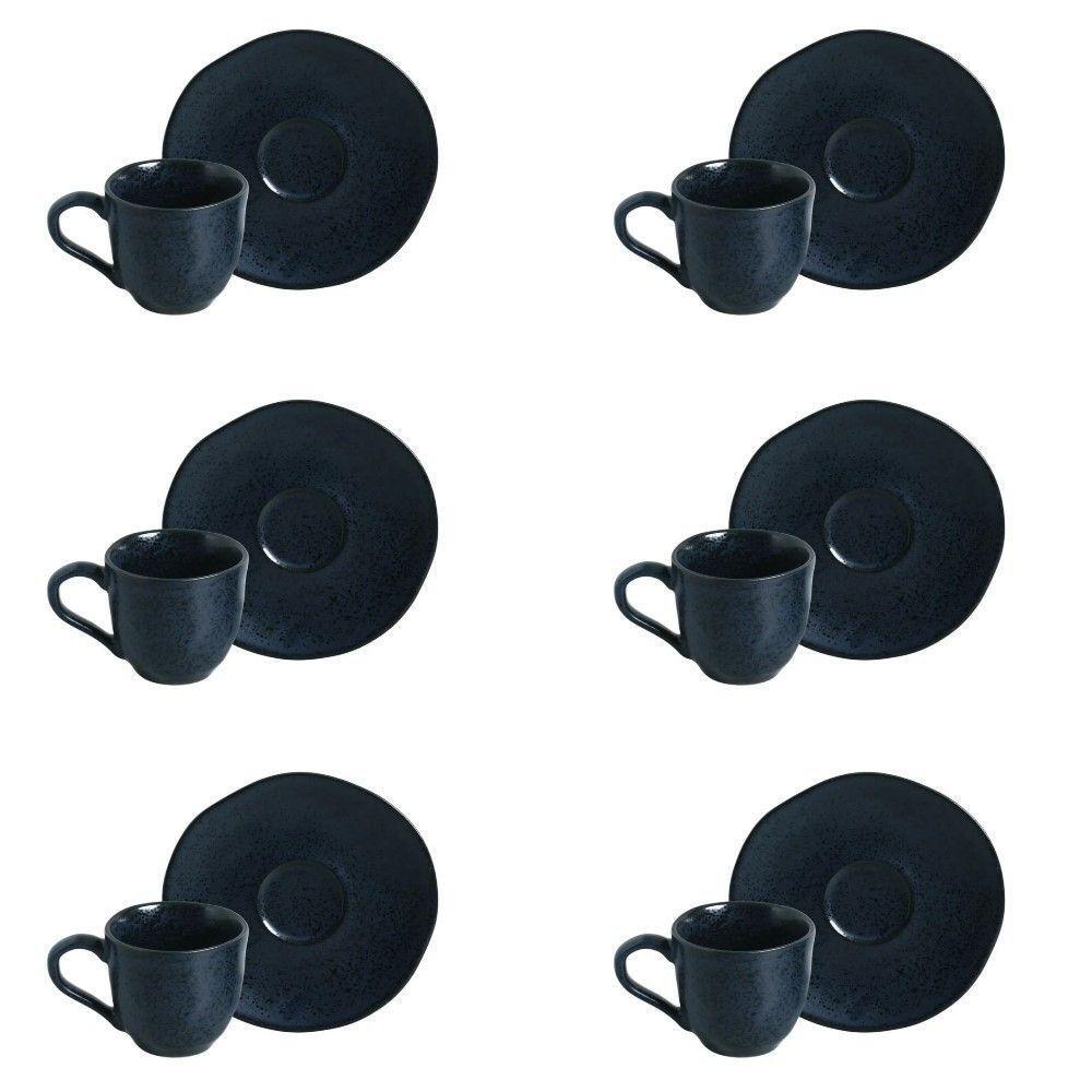 Conjunto De Xícara De Cafezinho Com Pires 06 Peças Orgânico Night Blue Porto Brasil - 1