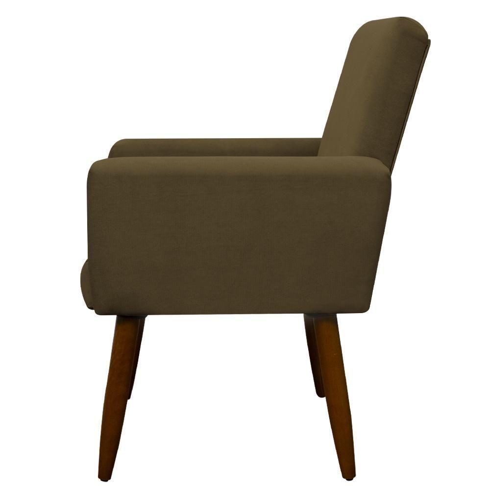 Kit 2 Poltronas Com Puff Redondo Para Sala Nina Claro Marrom Claro - 4