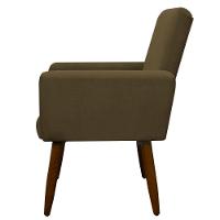 Kit 2 Poltronas Com Puff Redondo Para Sala Nina Claro Marrom Claro