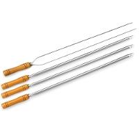 Kit De 4 Espetos Em Aço Inox Com Cabo De Madeira 1 Duplo + 3 Simples Qualinox - 1