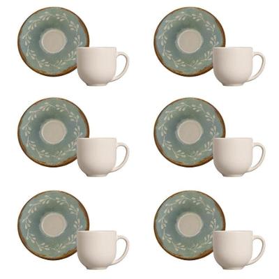 Conjunto De Xícara De Cafezinho Com Pires 06 Peças Coup Mediterrâeno Porto Brasil