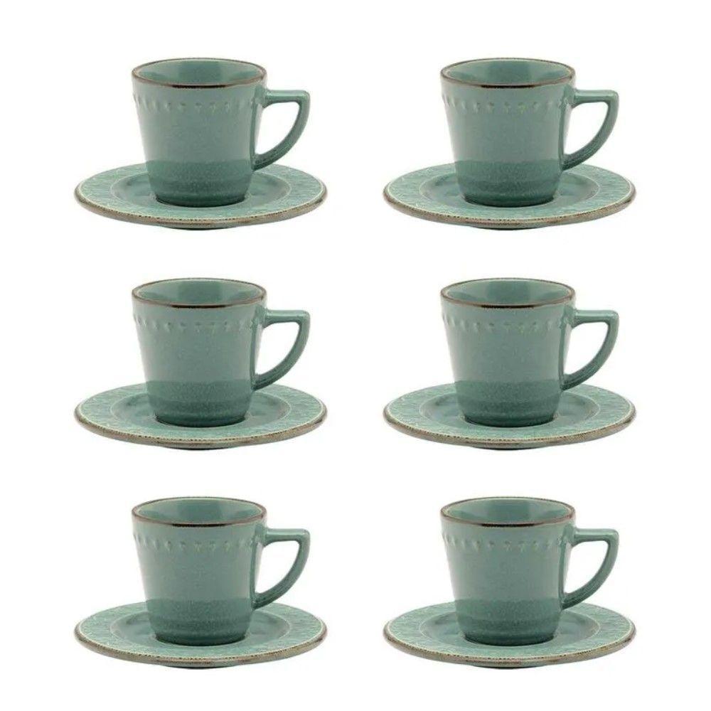 Conjunto De Xícara De Chá Com Pires 06 Peças Mendi Malaquita Oxford - 1