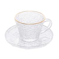 Conjunto De Xícara De Chá Com Pires 06 Peças De Cristal Martelado Com Fio De Ouro Petra Lyor - 3