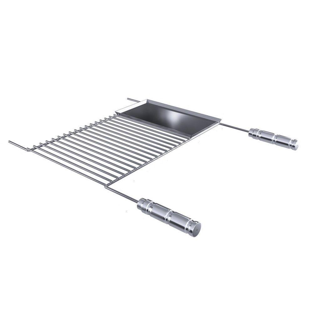 Grelha Para Churrasco Em Aço Inox Com Chapa Auxiliar 70x58 Cm - 1