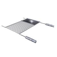 Grelha Para Churrasco Em Aço Inox Com Chapa Auxiliar 70x58 Cm - 1