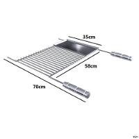 Grelha Para Churrasco Em Aço Inox Com Chapa Auxiliar 70x58 Cm - 2