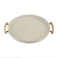 Bandeja Com Alça Sense 41,5cm Metal + Bambu Bege Ou - 1