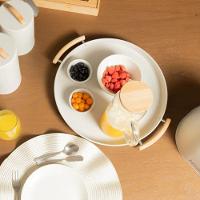 Bandeja Com Alça Sense 41,5cm Metal + Bambu Bege Ou - 3