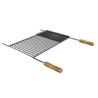 Grelha Para Churrasco Esmaltada Barra Redonda Com Chapa Auxiliar 70x58 Cm - 1
