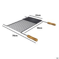 Grelha Para Churrasco Esmaltada Barra Redonda Com Chapa Auxiliar 70x58 Cm - 2