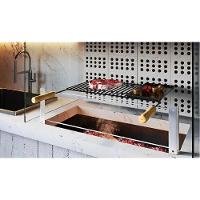 Grelha Para Churrasco Esmaltada Barra Redonda Com Chapa Auxiliar 70x58 Cm - 3