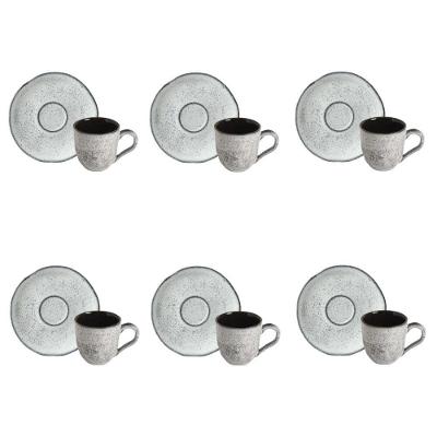 Conjunto de Cafezinho com Pires Orgânico Echo Stoneware 6 Peças 120ml Porto Brasil