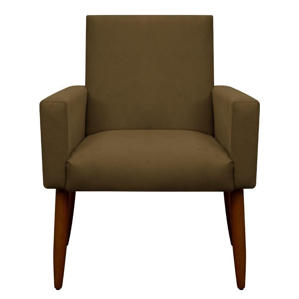 Kit 4 Poltronas Para Sala Pés De Madeira Nina Claro Marrom Claro - 5