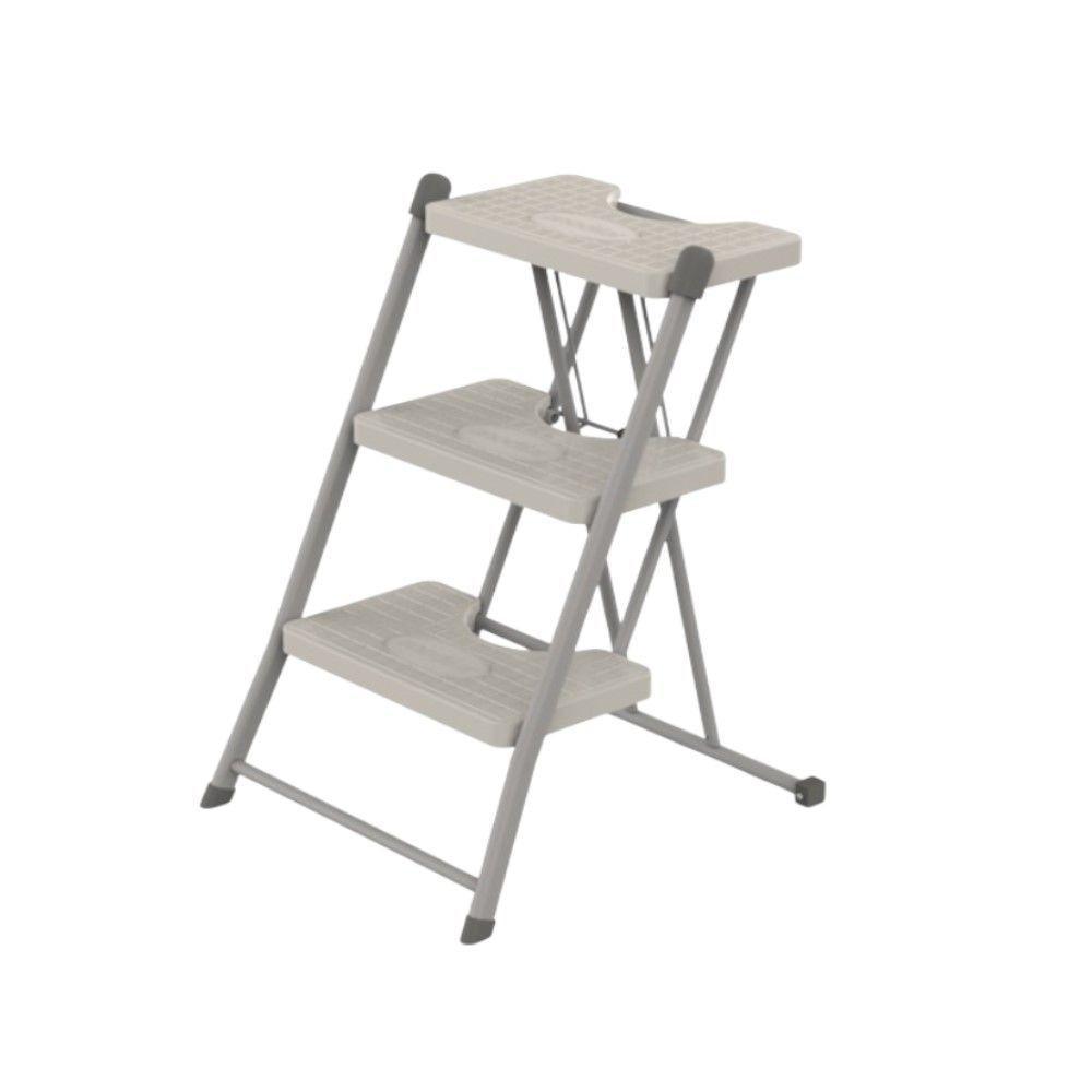 Escada Alcance 3 Degraus Dobrável 120 Kg Cinza Anodilar - 1