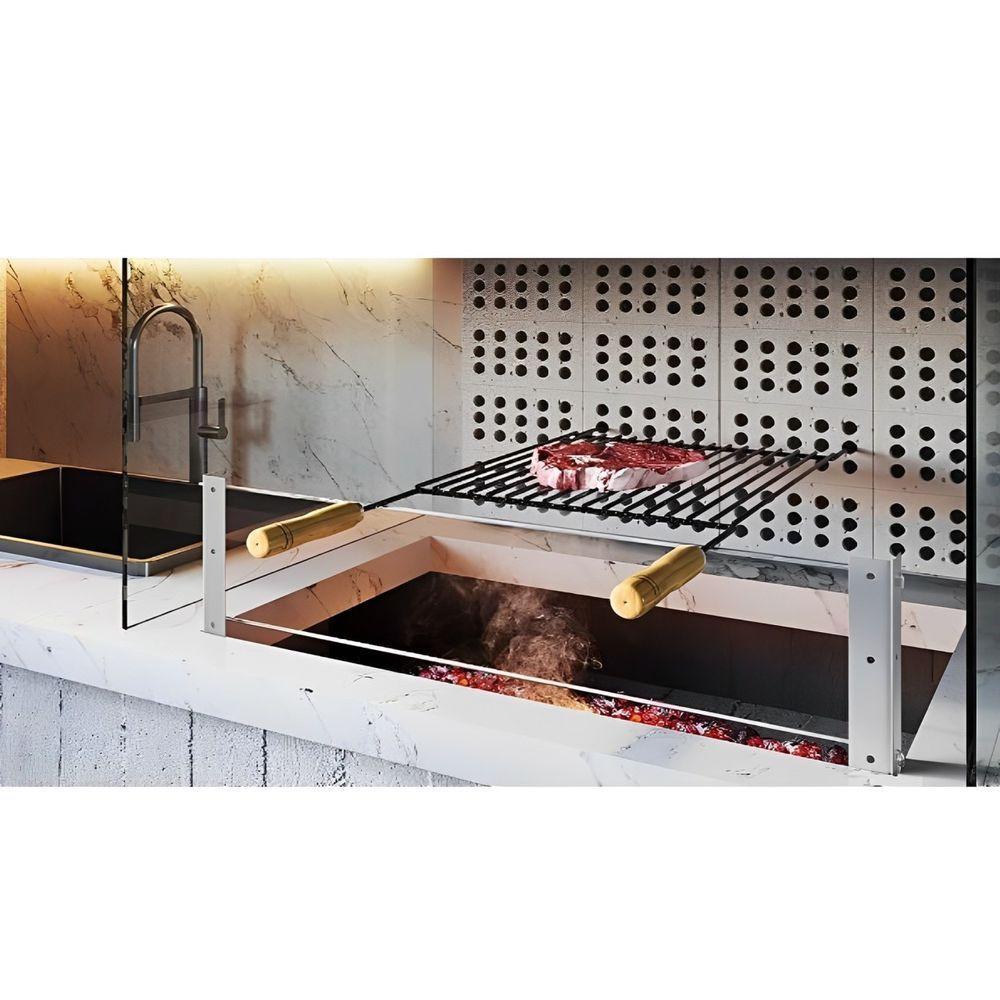 Grelha Para Churrasco Esmaltada Barra Redonda 80x40 Cm - 3