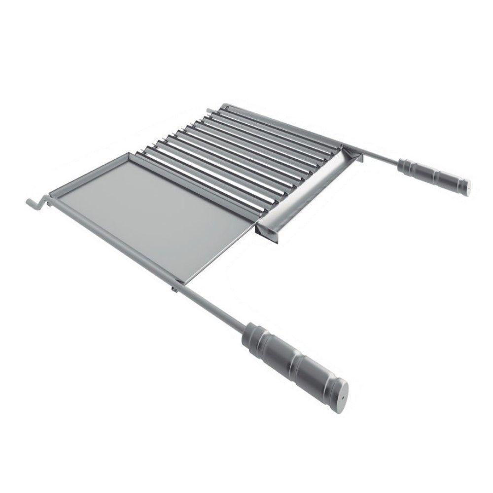 Grelha Para Churrasco Em Aço Inox Com Chapa Auxiliar E Coletor De Gordura 77x65 Cm - 1