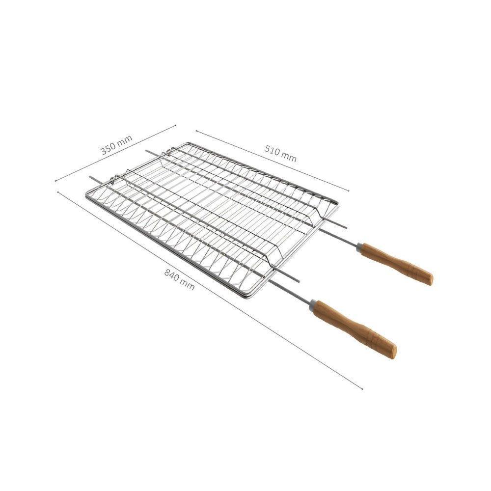 Grelha Dupla Aramada Para Churrasco E Peixe Em Aço Cromado 84x35 Cm - 2