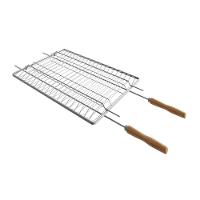 Grelha Dupla Aramada Para Churrasco E Peixe Em Aço Cromado 84x35 Cm - 1