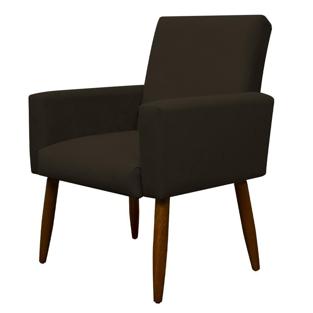 Kit 2 Poltronas Com Puff Redondo Para Sala Nina Marrom Escuro - 2