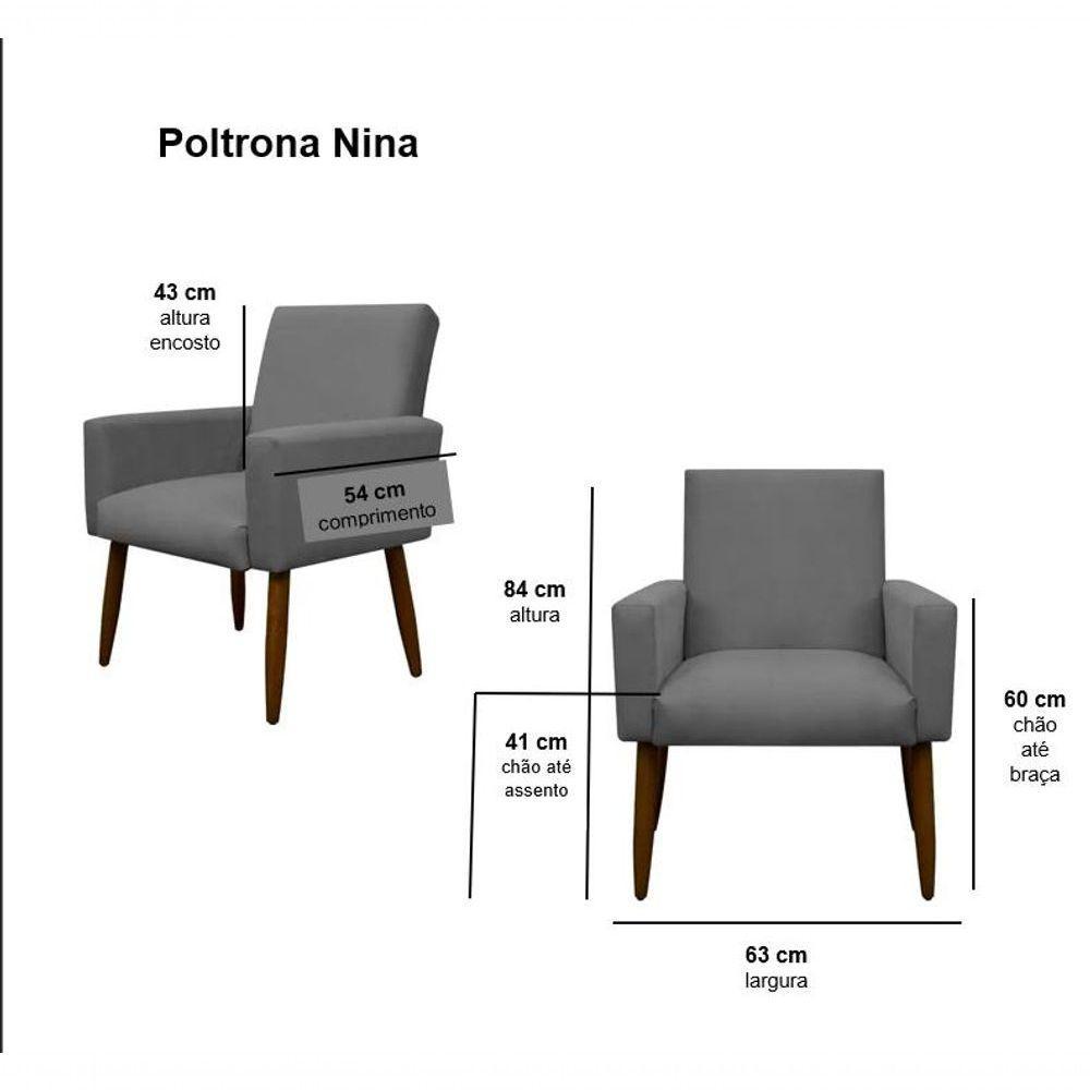 Kit 2 Poltronas Com Puff Redondo Para Sala Nina Marrom Escuro - 8