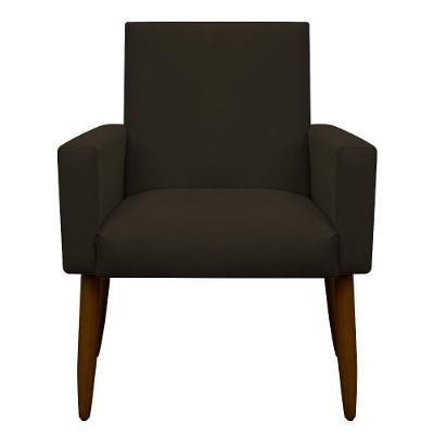 Kit 2 Poltronas Com Puff Redondo Para Sala Nina Marrom Escuro