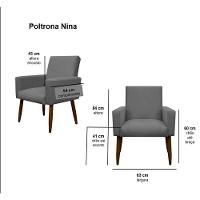 Kit 2 Poltronas Com Puff Redondo Para Sala Nina Marrom Escuro - 8