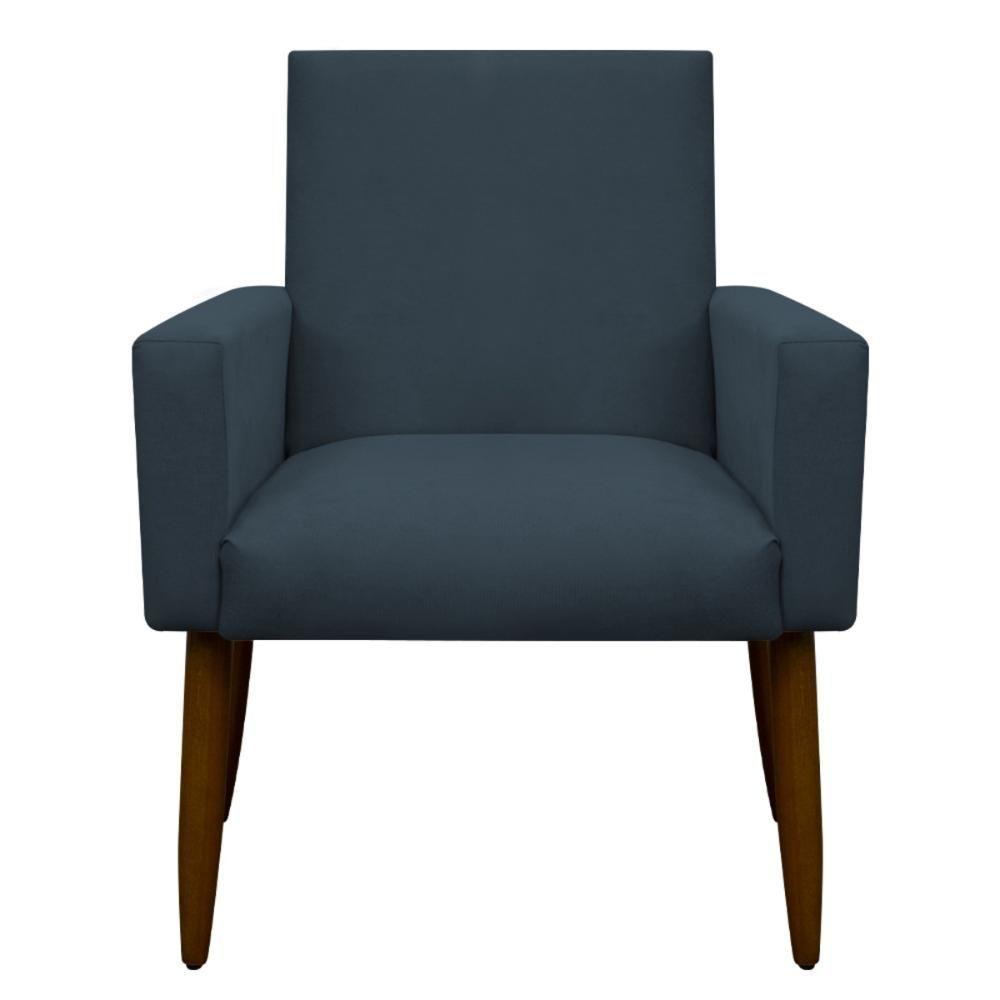 Kit 2 Poltronas Com Puff Redondo Para Sala Nina Azul Marinho - 1