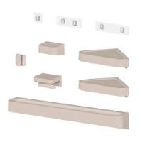 Kit Banheiro 6 Peças Saboneteira + Porta Papel Higiênico + 2 Porta Shampoo + Toalheiro + Gancho + Adesivos Bege Ou - 1