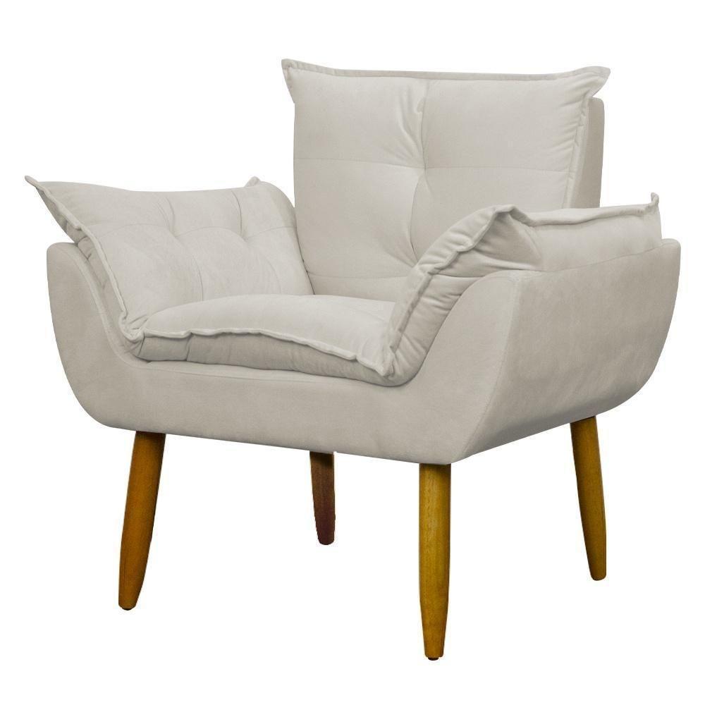 Poltrona Decorativa Para Consultório Opala Suede Herrero Bege - 1