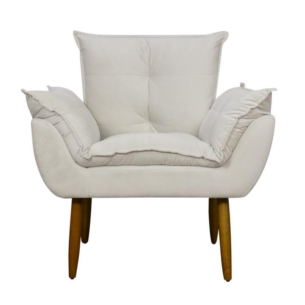 Poltrona Decorativa Para Consultório Opala Suede Herrero Bege - 2