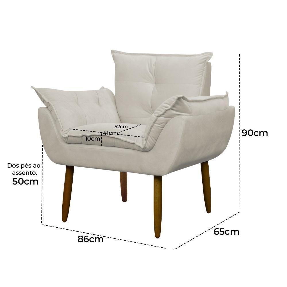 Poltrona Decorativa Para Consultório Opala Suede Herrero Bege - 5