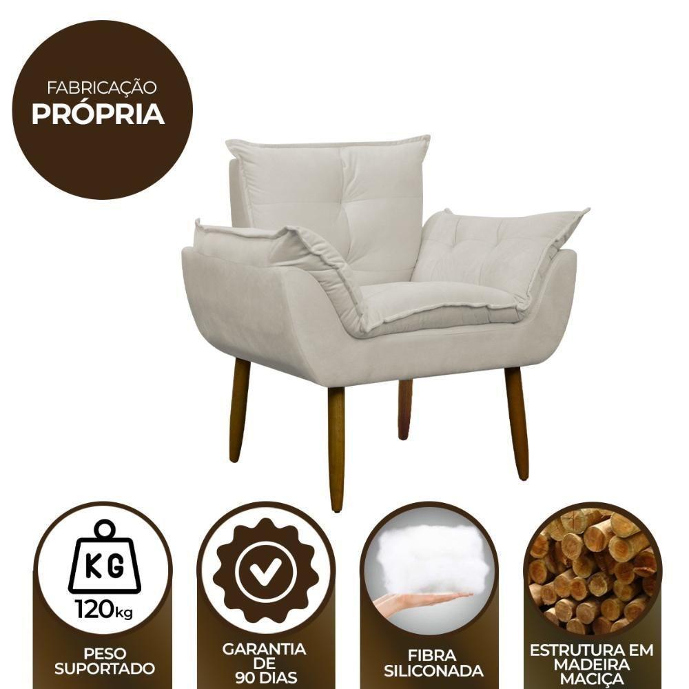 Poltrona Decorativa Para Consultório Opala Suede Herrero Bege - 7