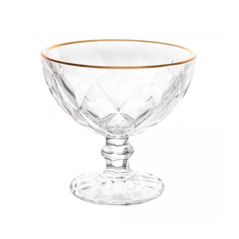 Taças De Vidro Com Fio De Ouro Para Sobremesa 6 Peças 250 Ml Diamonds Lyor - 2