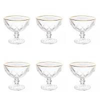 Taças De Vidro Com Fio De Ouro Para Sobremesa 6 Peças 250 Ml Diamonds Lyor - 1