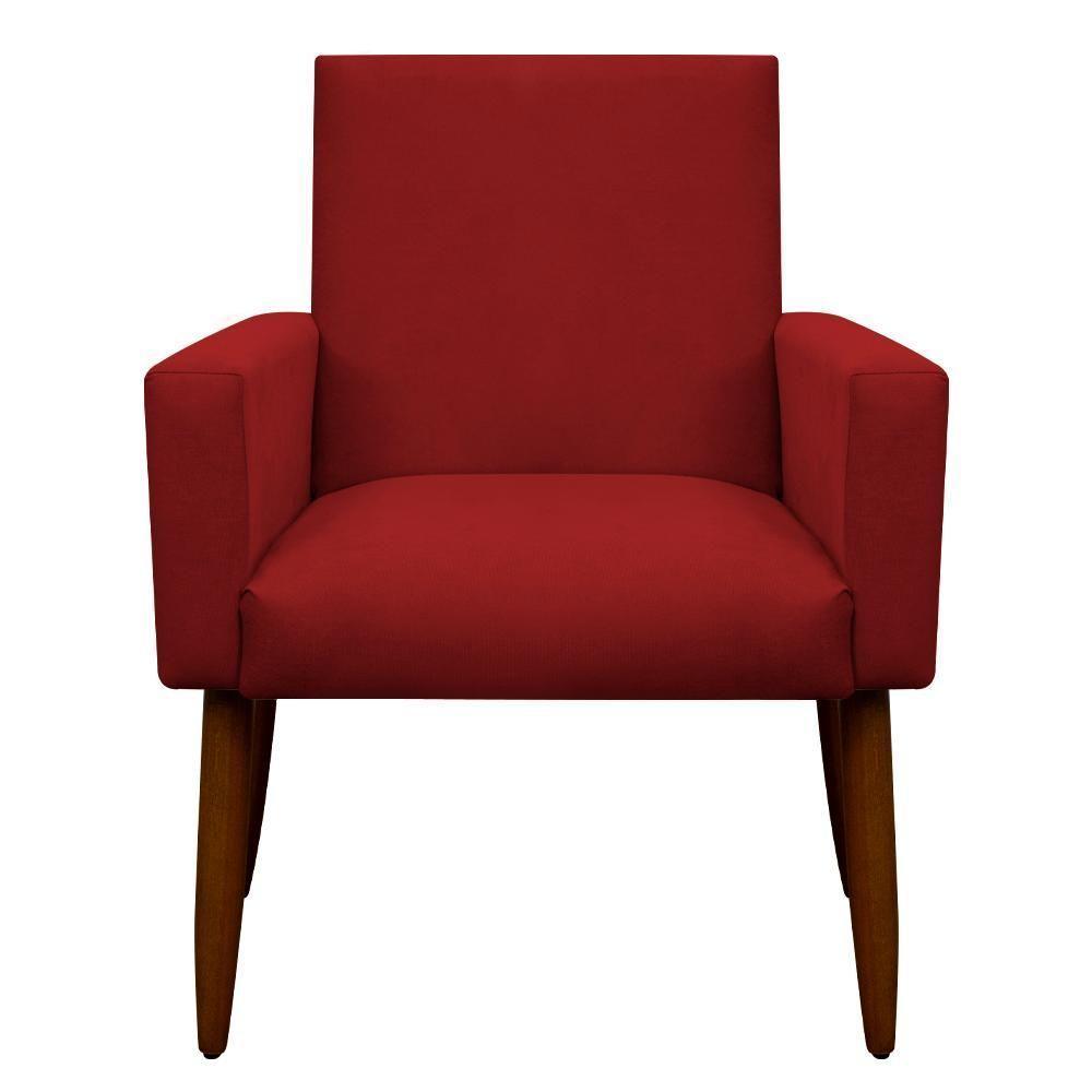 Kit 4 Poltronas Para Sala Pés De Madeira Nina Vermelho - 2