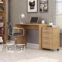 Mesa Para Computador E Gaveteiro Gávea Com Chave 4 Gavetas Freijó Fosco - Móveis Leão - 7