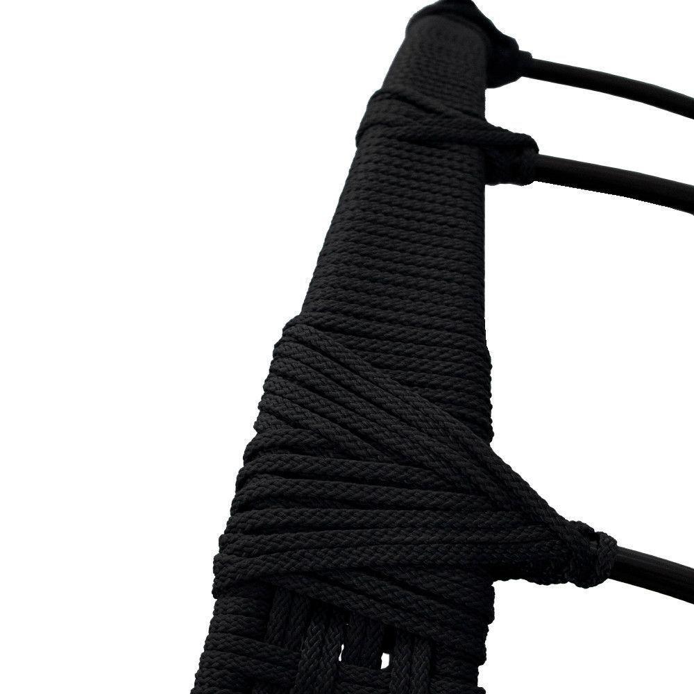 Cadeira Balanço Ninho Suspenso Em Corda Náutica Luxo Com Suporte Preto-branco - 6