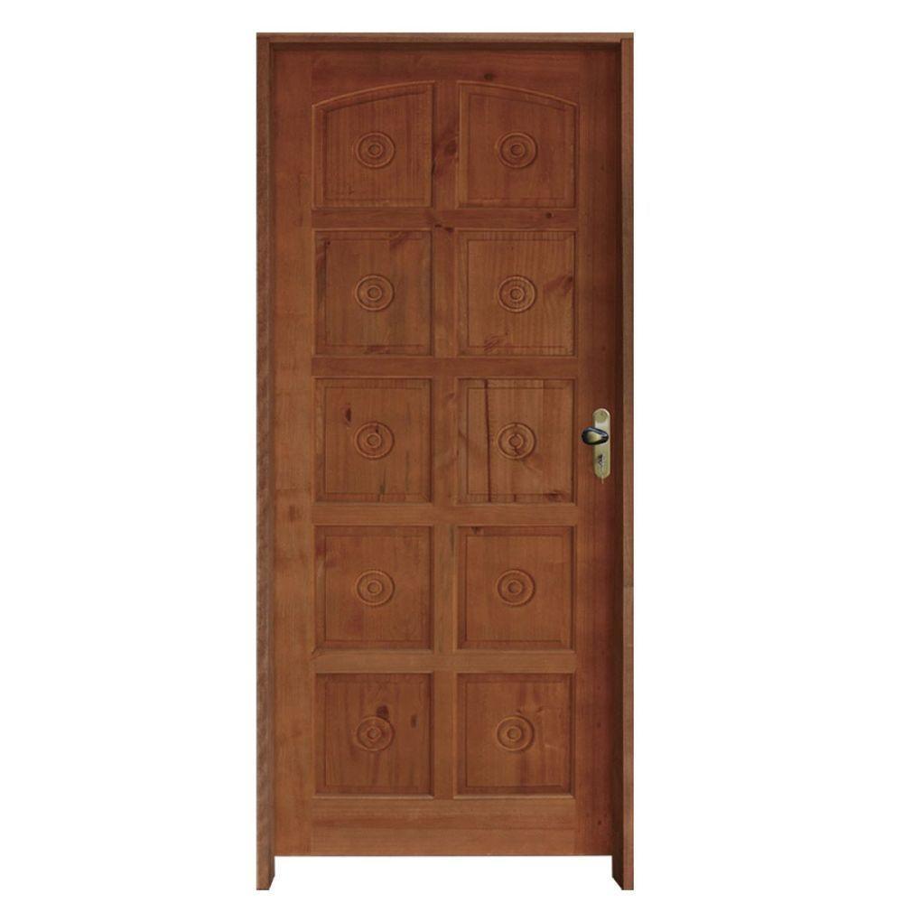 Porta Torneada 10 Bicos 82 X 2.10 Batente Ecológico 14 Cm Fechadura Externa Taco De Golfe Lado Esquerdo - Rodam - 1