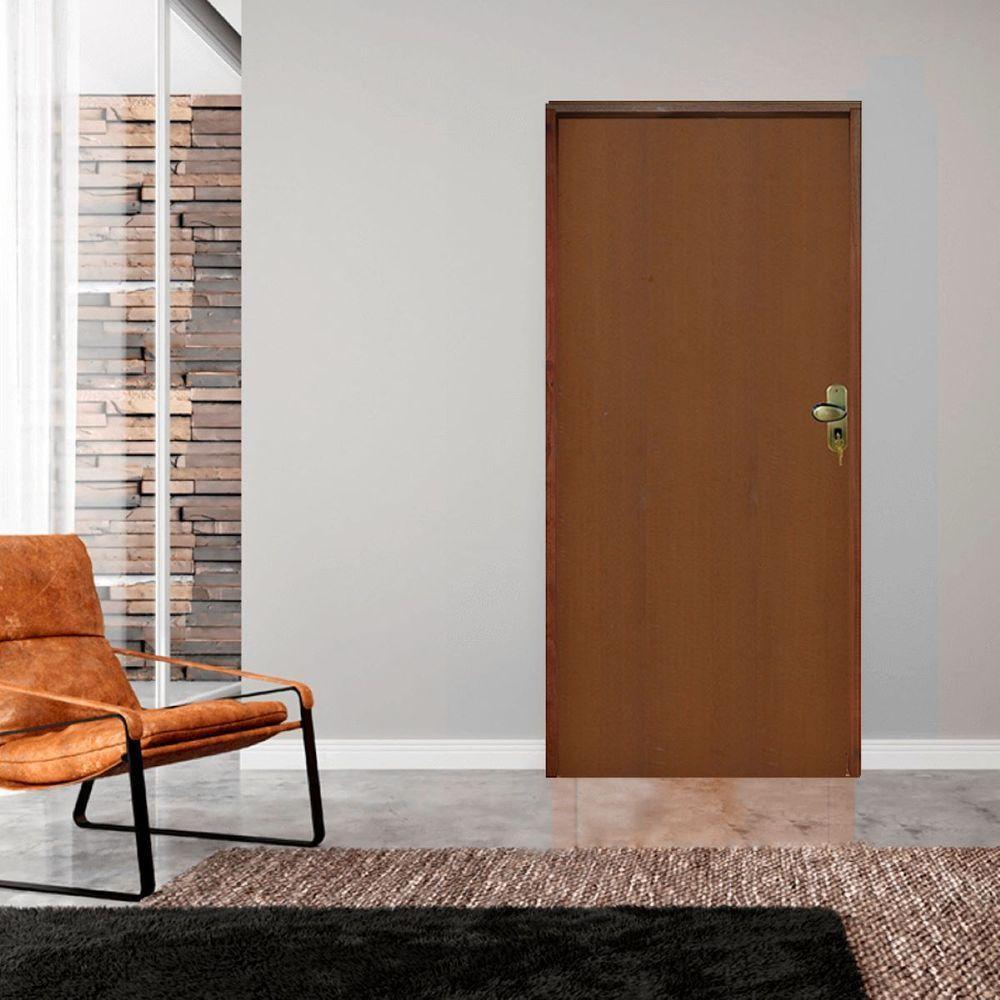 Kit Porta Madeira Lisa Padrão Imbuia 62 X 2.10 Batente Tauari 14cm Fechadura Externa Lado Esquerdo ? Hale - 2