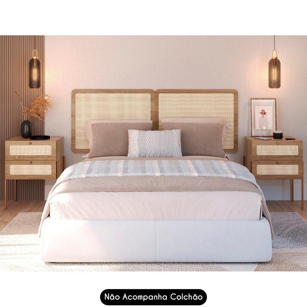 Cabeceira Casal Queen E 2 Mesas Pé Metal Arlo A10 Hanover/dourado - Mpozenato - 6