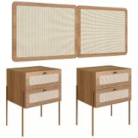 Cabeceira Casal Queen E 2 Mesas Pé Metal Arlo A10 Hanover/dourado - Mpozenato - 1