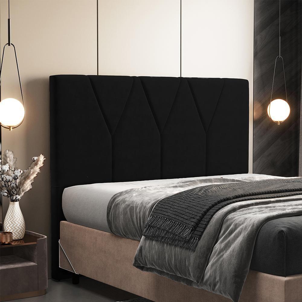Cabeceira Cama Box Casal King 195cm Aura Suede W01 Preto - Mpozenato - 2