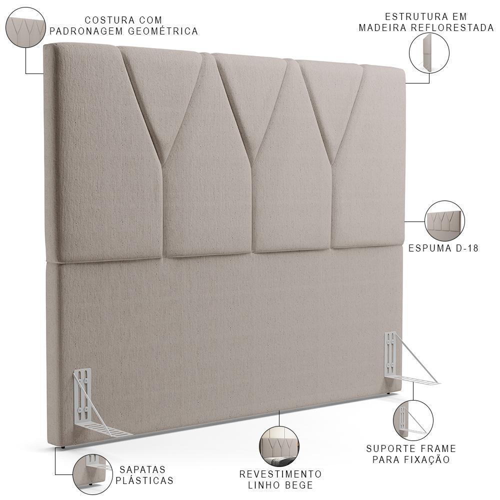 Cabeceira Cama Box Solteiro 100cm Aura Linho W01 Bege - Mpozenato - 7
