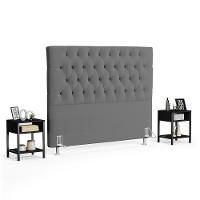 Cabeceira Casal King 195cm Cristal Boucle Cinza E 2 Mesas Laterais Plaza Lc1 Preto - Mpozenato - 1